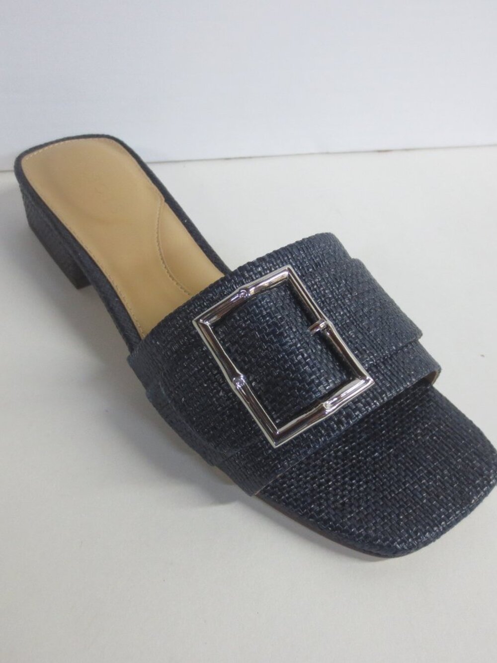 Talbots Viv Buckle Raffia Slides Indigo Blue - US 7.5M